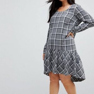 Junarose grey flannel plaid dress - high/low hem